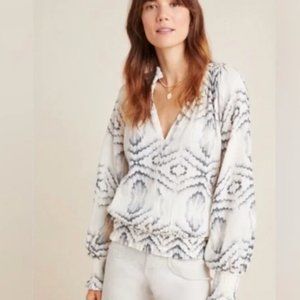 Anthropologie Ines textured peasant blouse